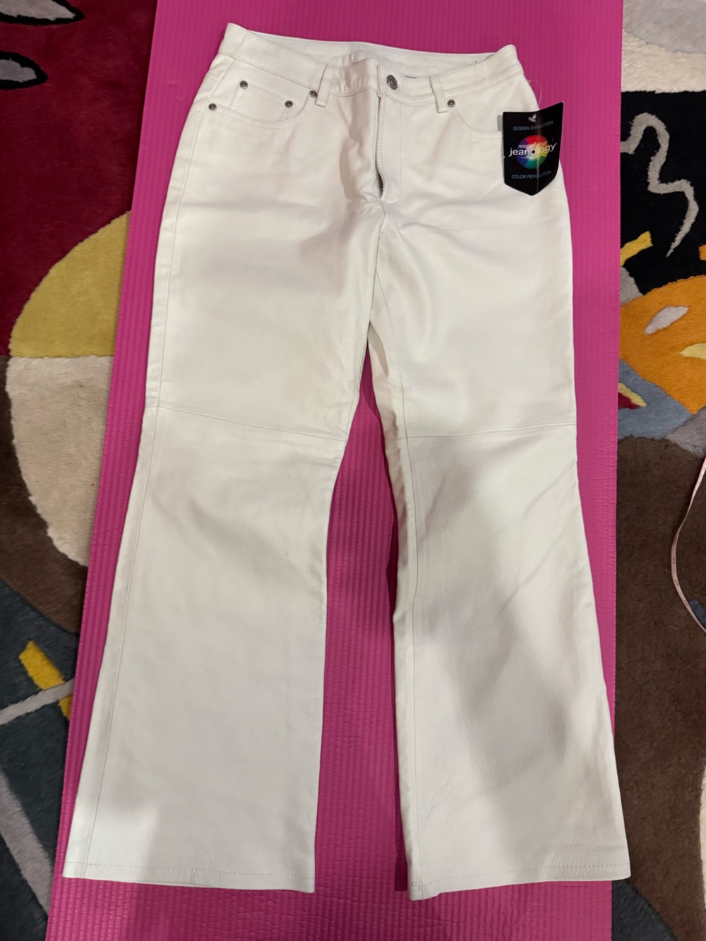Newport News Jeanology White Wide-Leg leather Pants